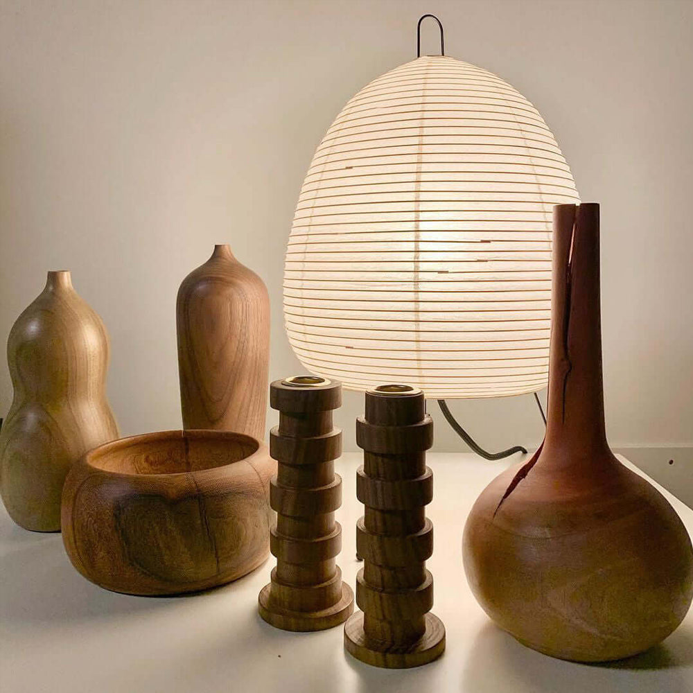 Lampe de Table Akari – Design Inspiré du Japon avec Papier de Murier et Métal
