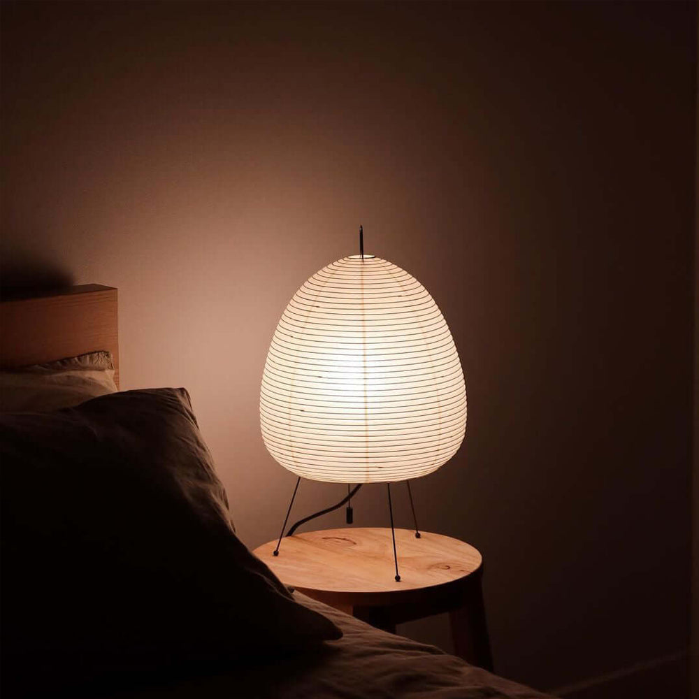 Lampe de Table Akari – Design Inspiré du Japon avec Papier de Murier et Métal