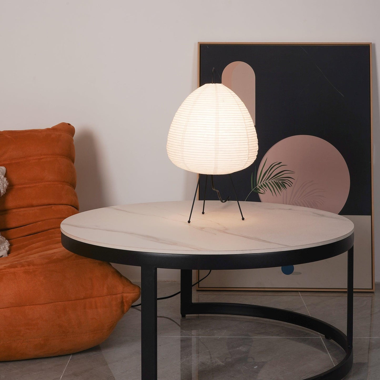 Lampe de Table Akari – Design Inspiré du Japon avec Papier de Murier et Métal
