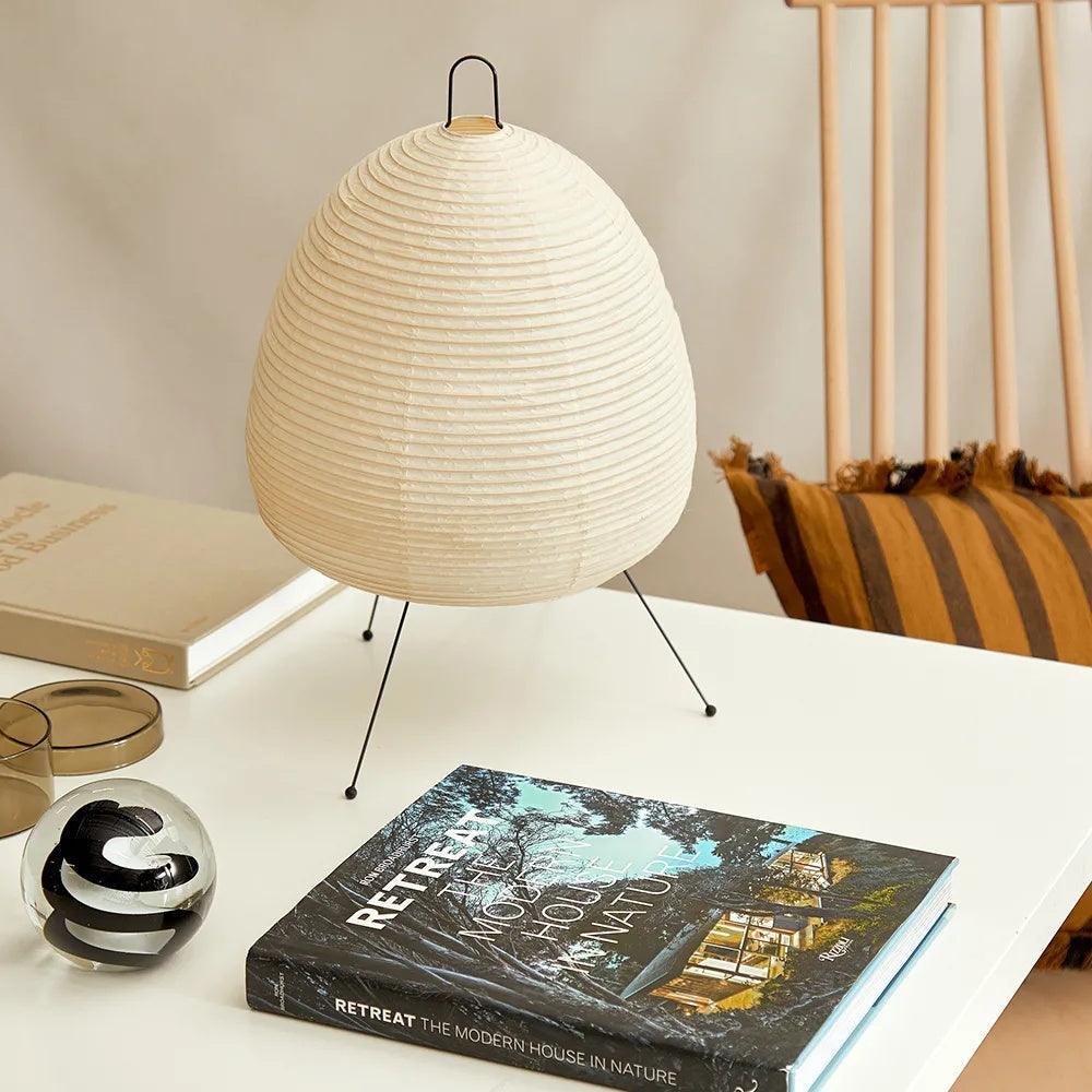 Lampe de Table Akari – Design Inspiré du Japon avec Papier de Murier et Métal