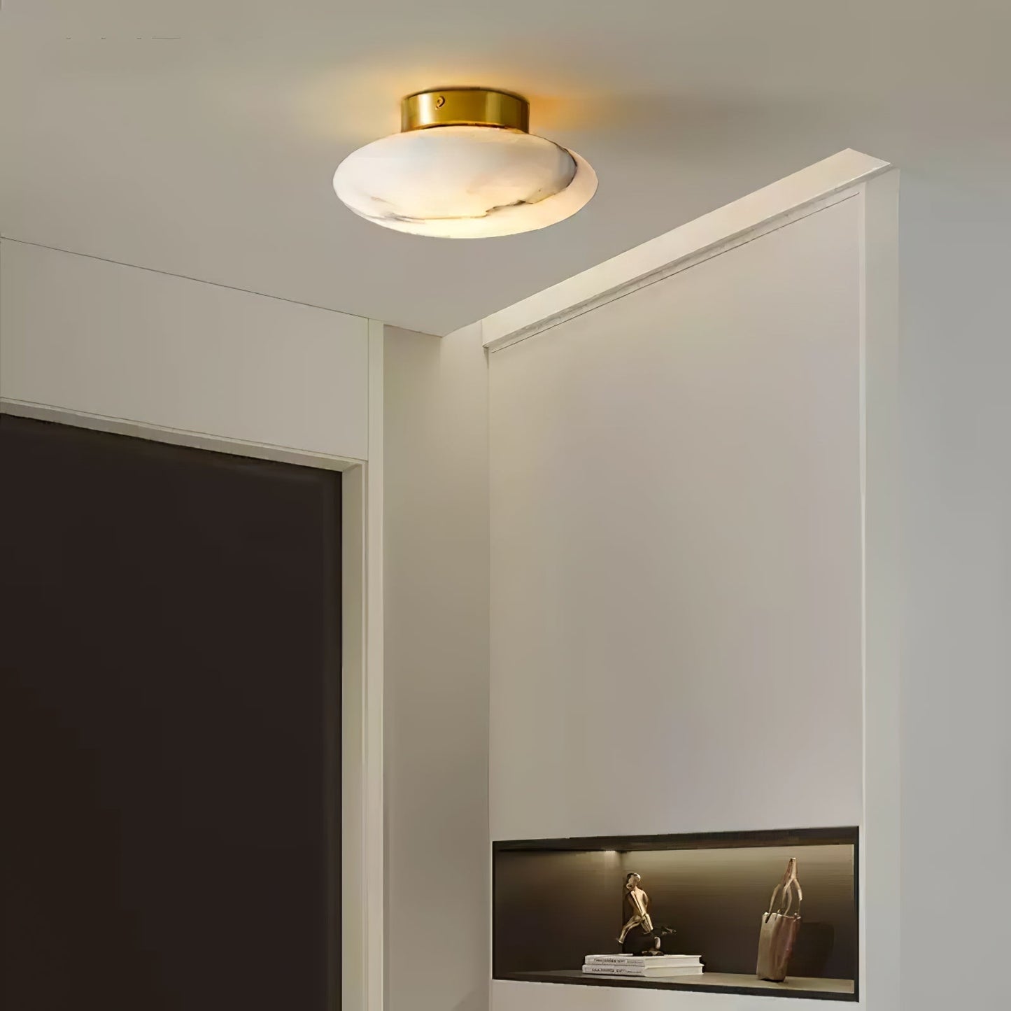 Lampe Plafonnier Oval en Albâtre – Éclairage LED Élégant en Métal et Albâtre