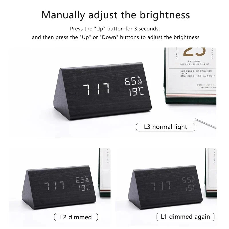 Réveil LED Design en Bois