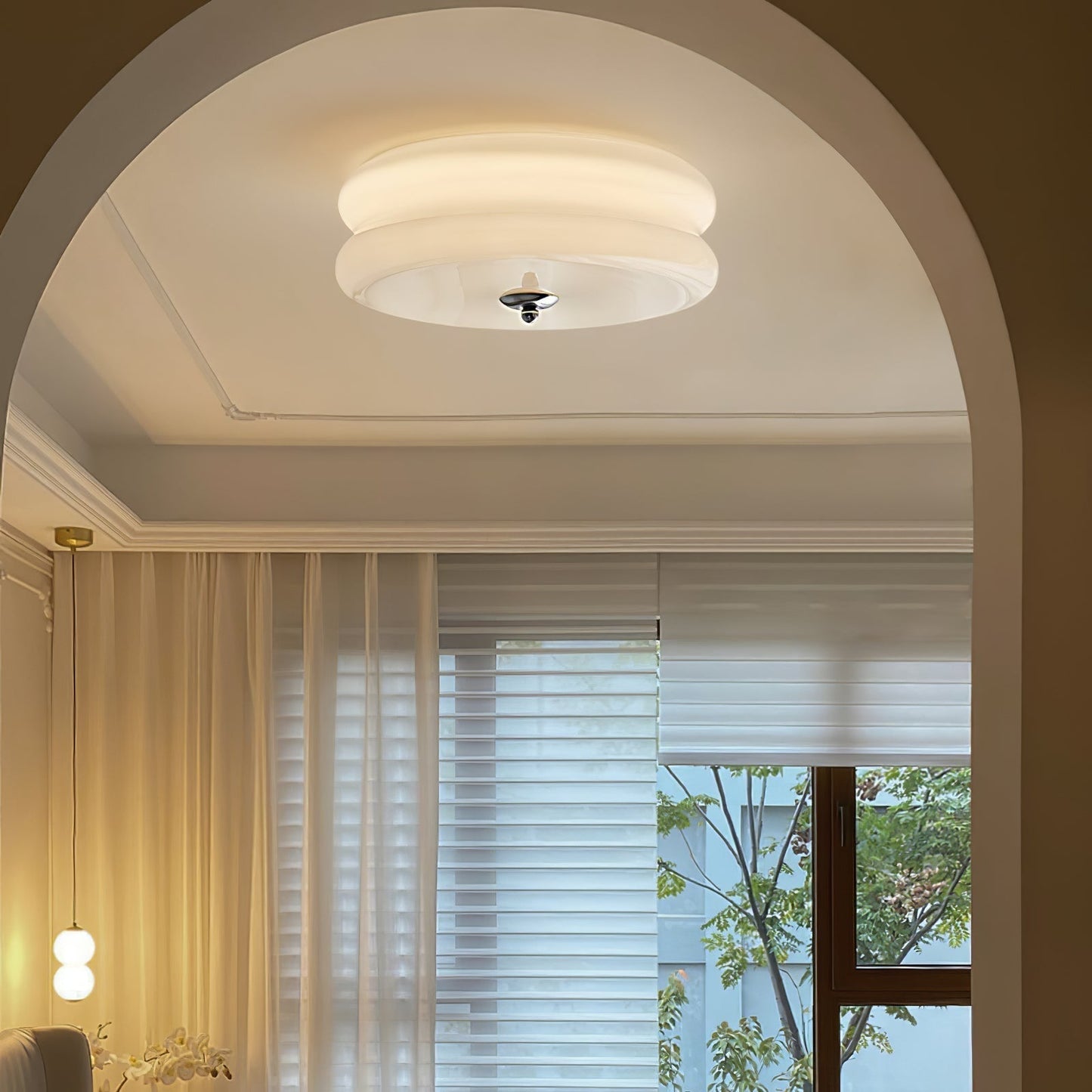 Plafonnier Vintage Art Déco, Élégance Géométrique avec LED Intégrée