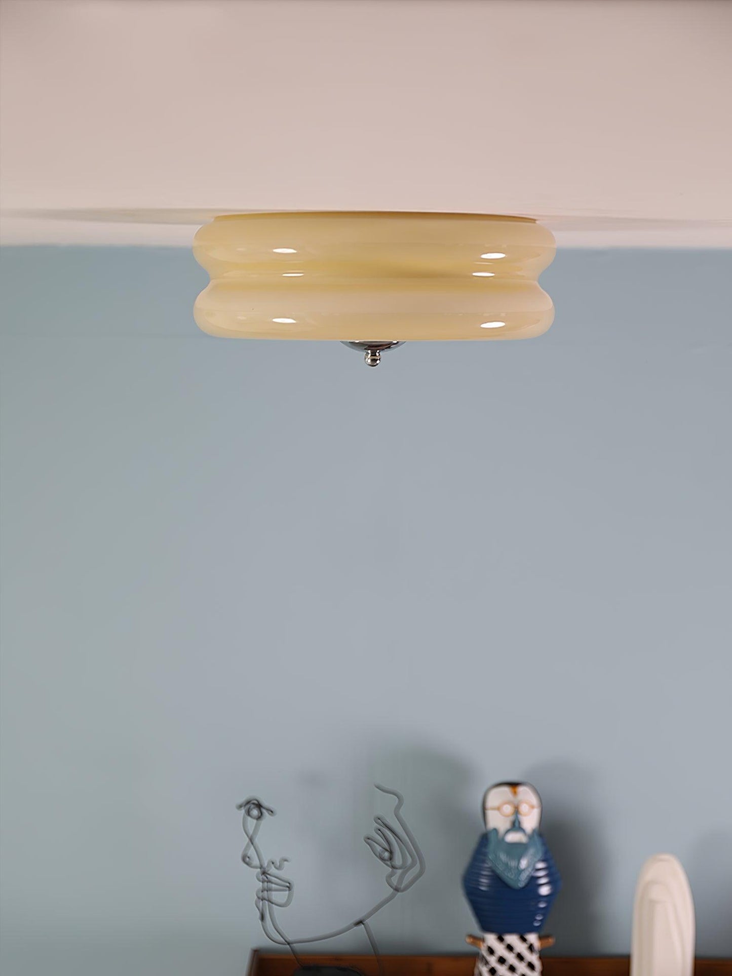 Plafonnier Vintage Art Déco, Élégance Géométrique avec LED Intégrée