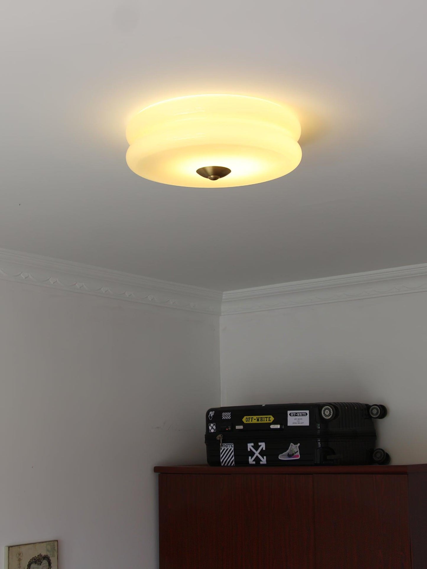 Plafonnier Vintage Art Déco, Élégance Géométrique avec LED Intégrée
