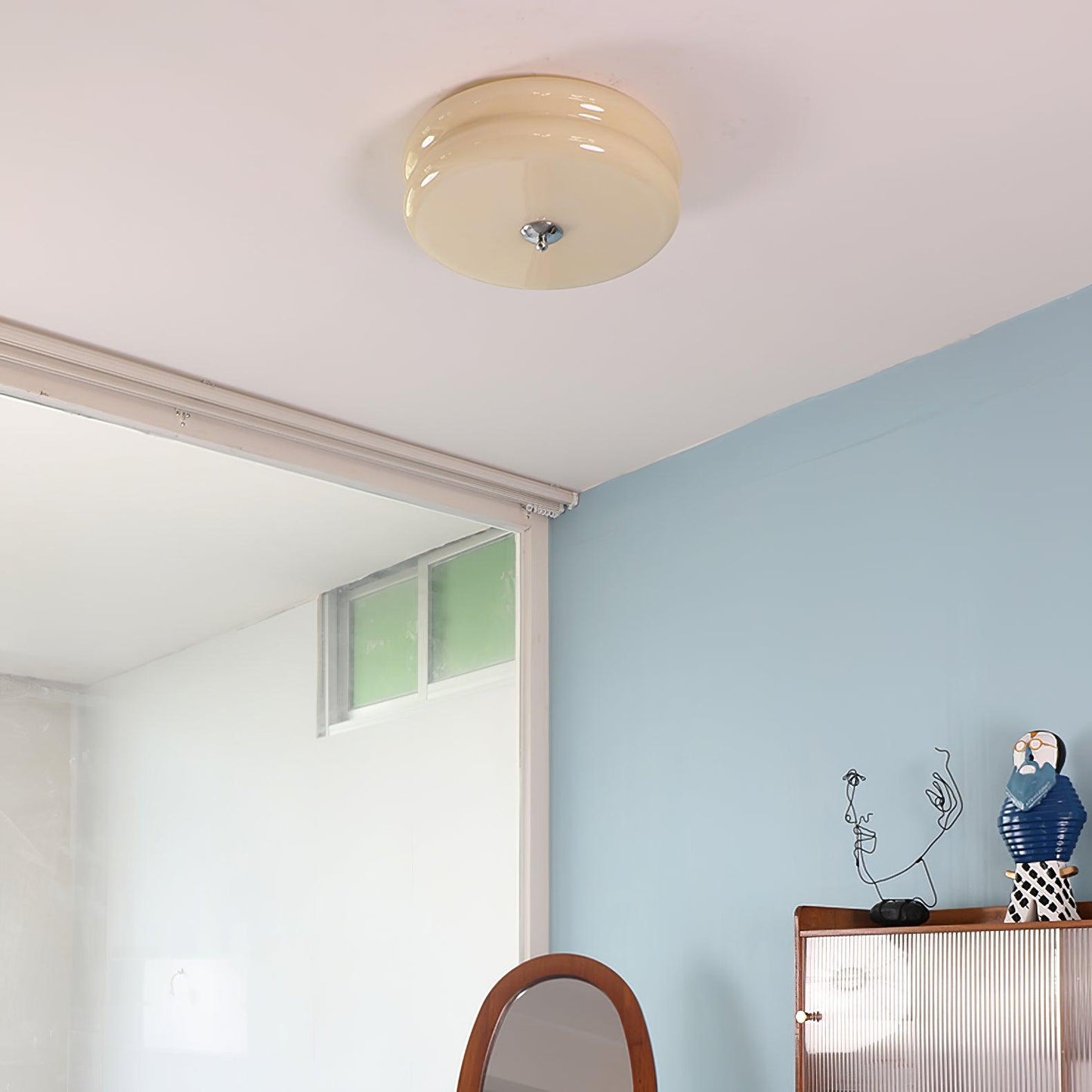 Plafonnier Vintage Art Déco, Élégance Géométrique avec LED Intégrée