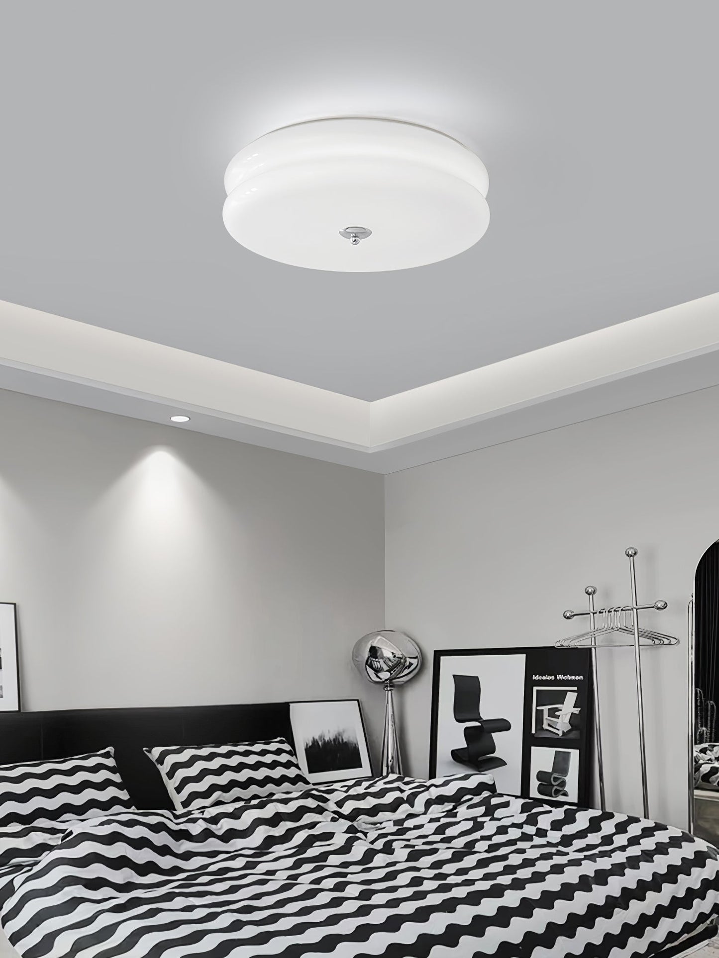 Plafonnier Vintage Art Déco, Élégance Géométrique avec LED Intégrée