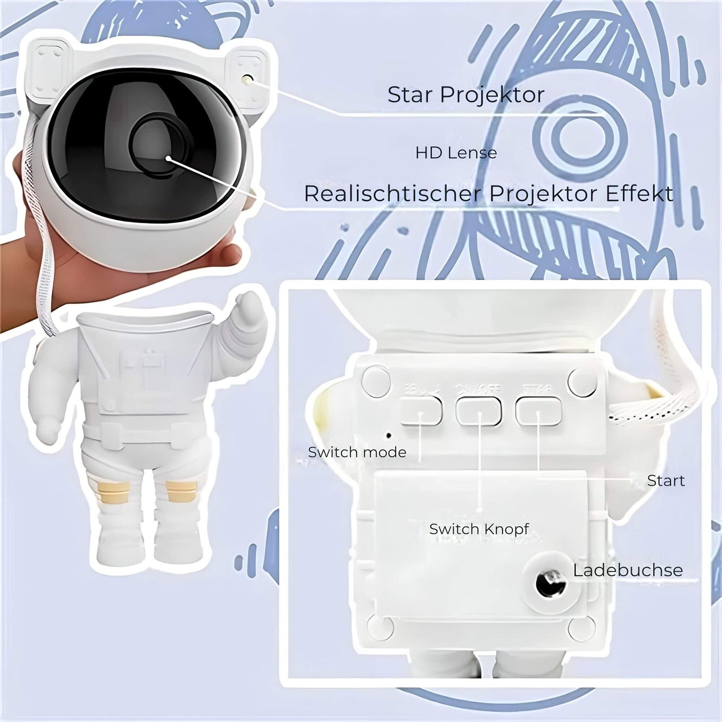 Projecteur d'étoiles d'astronaute magique