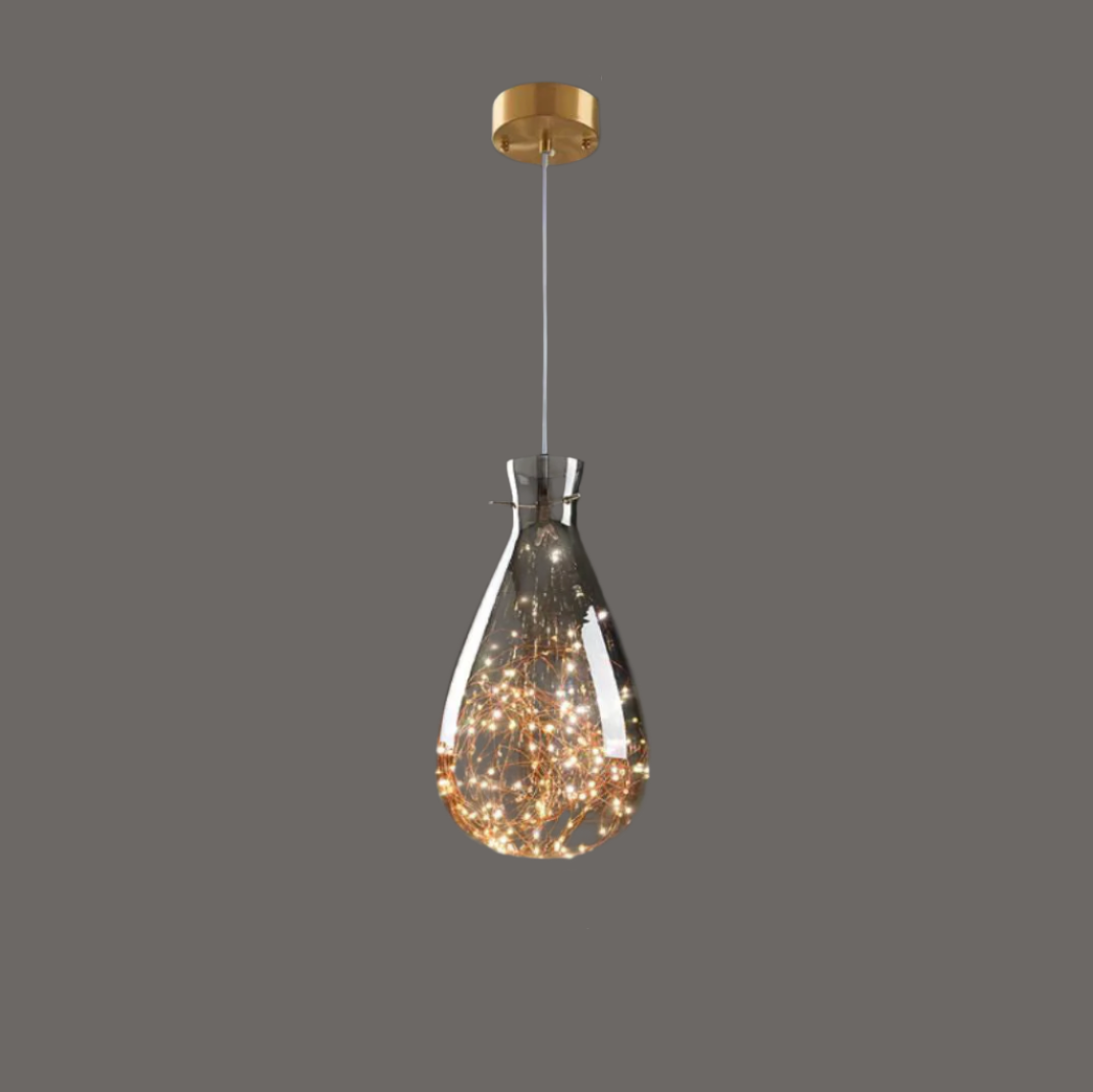 Suspension Moderne en Verre et Laiton – Éclairage Élégant pour Salon et Cuisine
