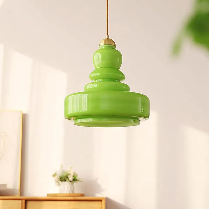 Lampe Pendante Bauhaus Kürbis en Verre - Design Élégant avec Détails en Laiton ou Fer