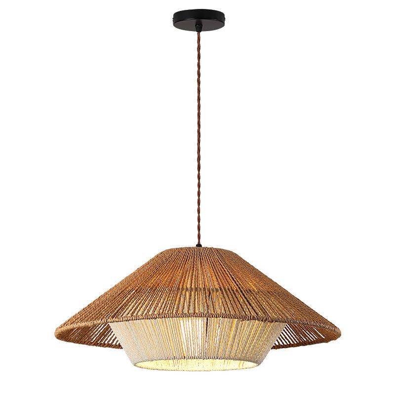 Suspension Japonaise en Osier - Lampe à Pendentif Retro-Industriel Zen avec Douille E27