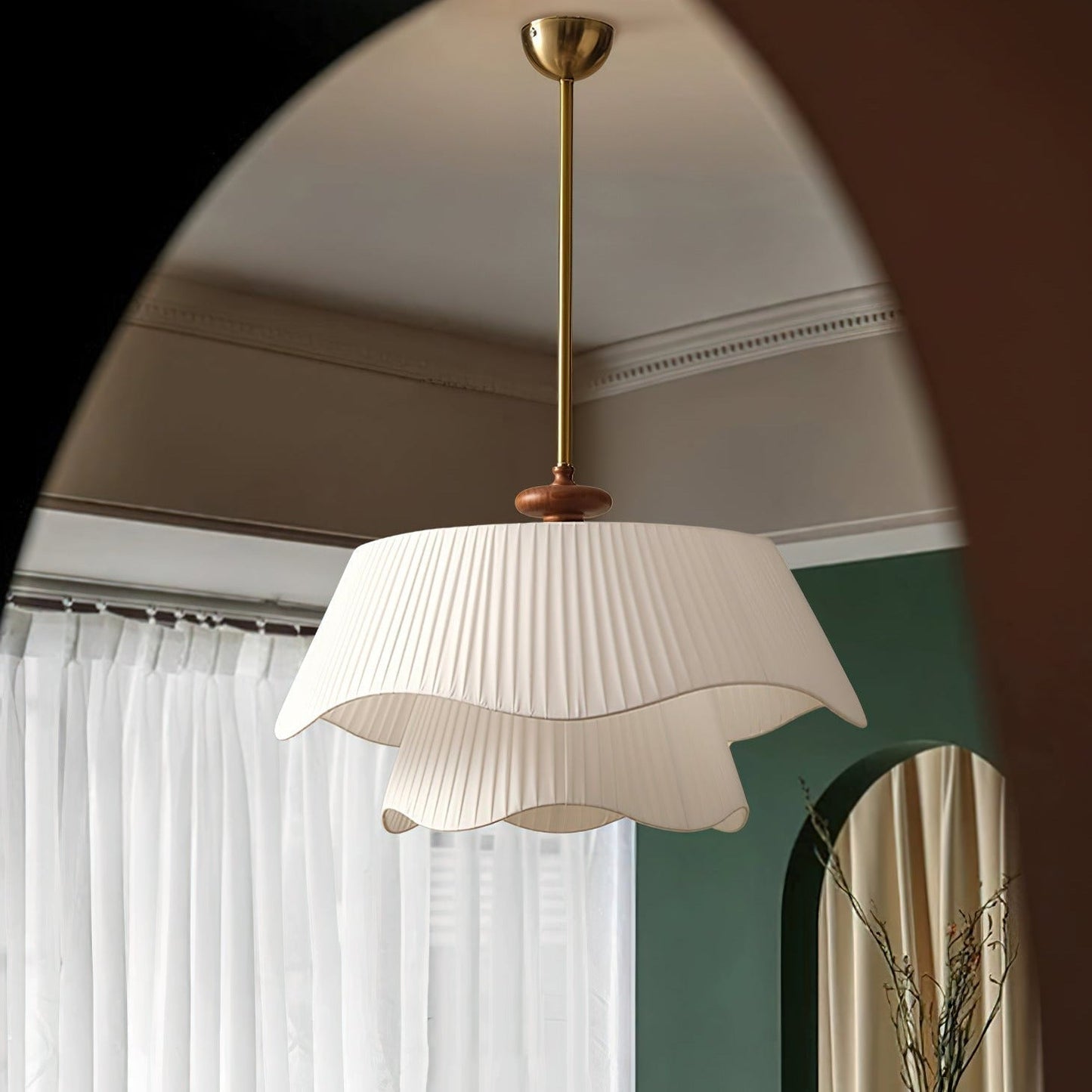 Suspension Bellevue - Lampe Moderne en Métal, Verre et Bois, Design Élégant