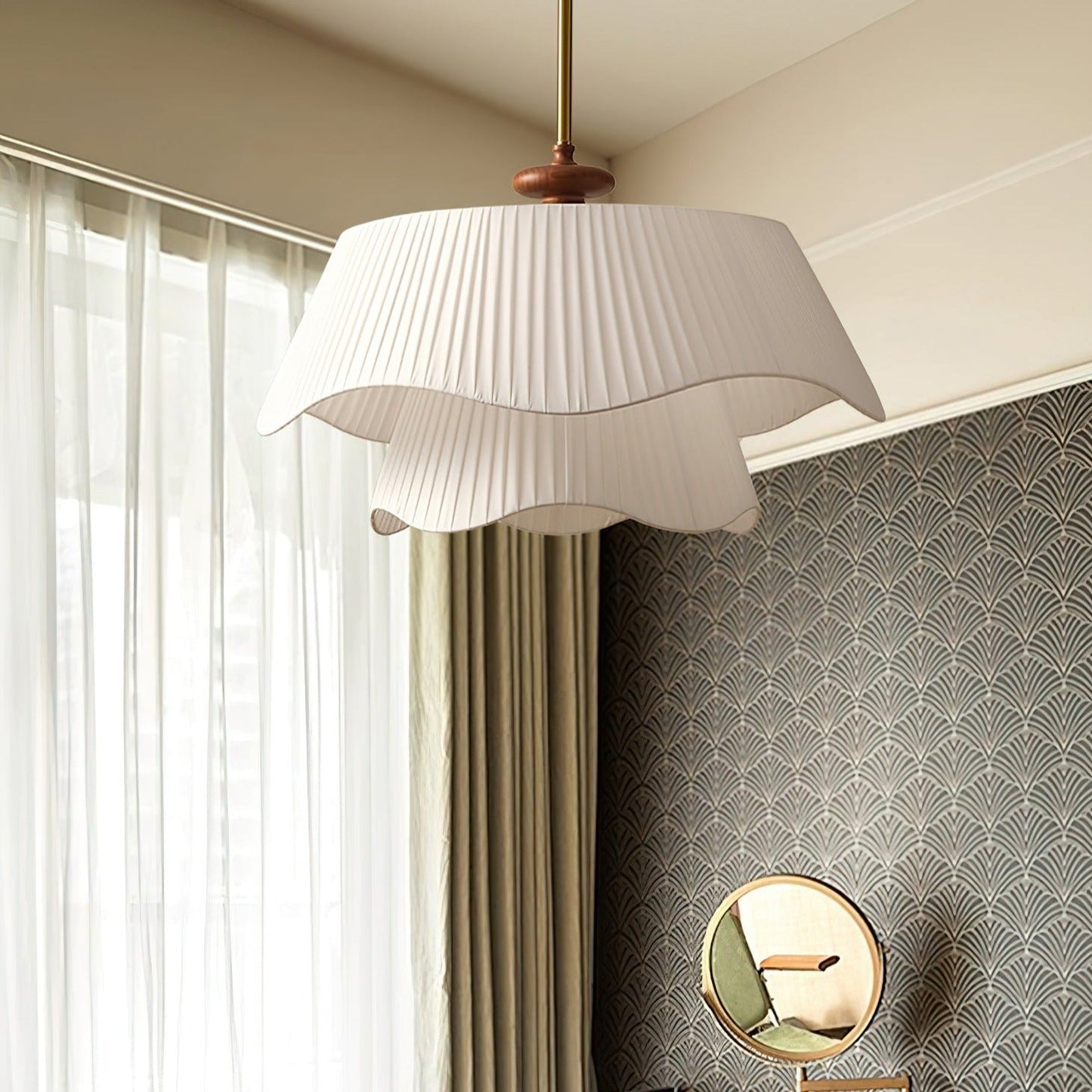 Suspension Bellevue - Lampe Moderne en Métal, Verre et Bois, Design Élégant