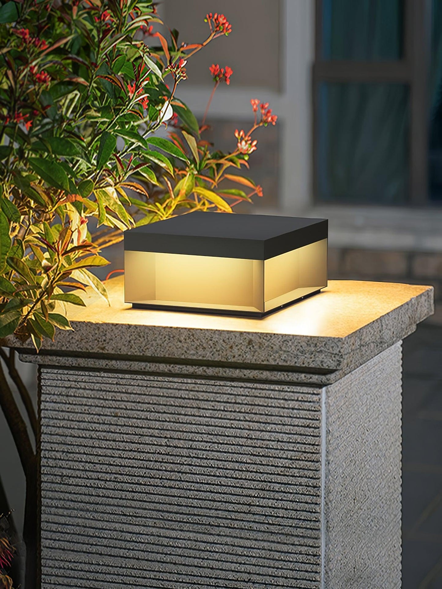 Lampe de Colonne Solaire Extérieure - Éclairage Résistant aux Intempéries avec LED