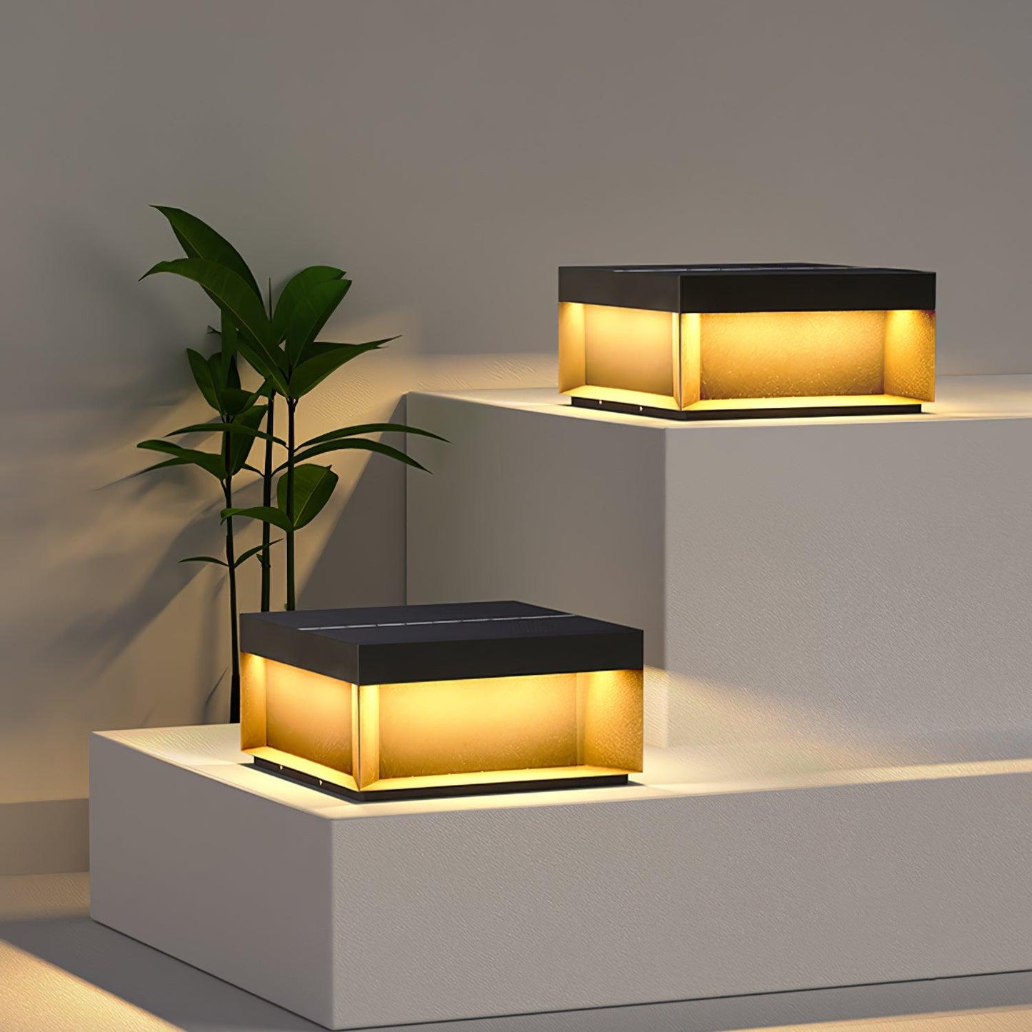 Lampe de Colonne Solaire Extérieure - Éclairage Résistant aux Intempéries avec LED