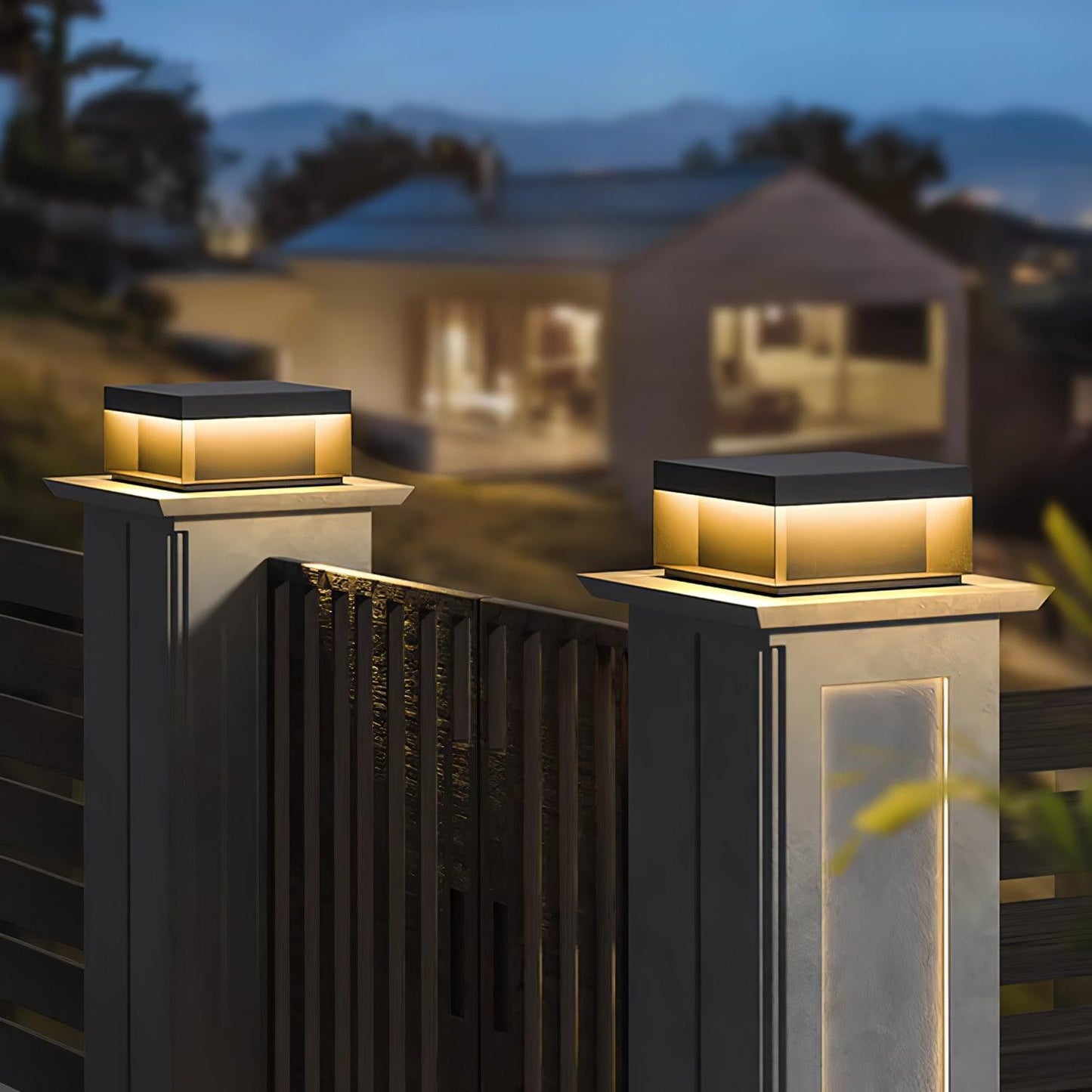Lampe de Colonne Solaire Extérieure - Éclairage Résistant aux Intempéries avec LED
