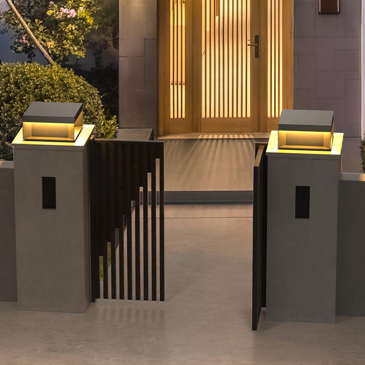Lampe de Colonne Solaire Extérieure - Éclairage Résistant aux Intempéries avec LED
