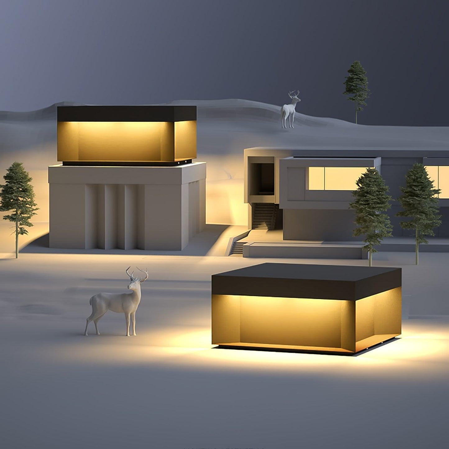 Lampe de Colonne Solaire Extérieure - Éclairage Résistant aux Intempéries avec LED