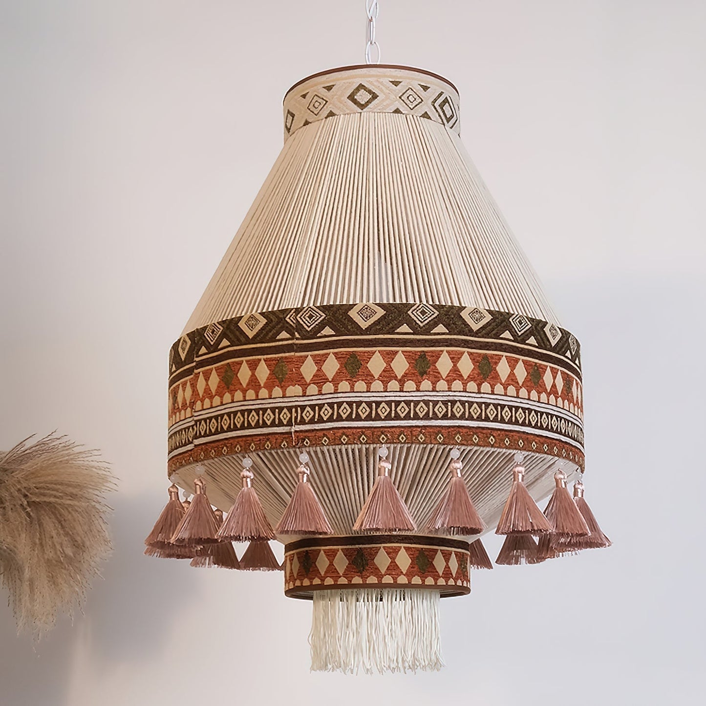 Suspension Bohemian Fringe - Lampe Pendante avec Franges et Design Tribal