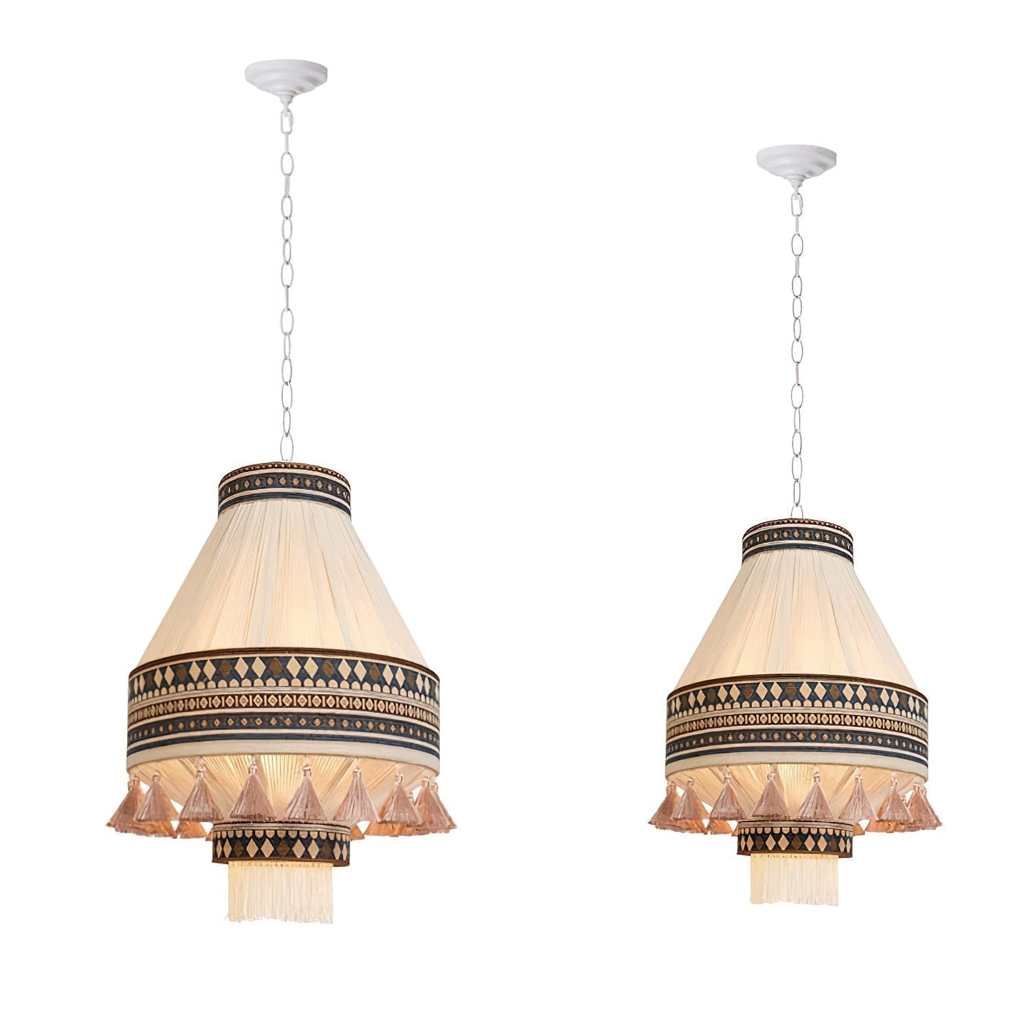 Suspension Bohemian Fringe - Lampe Pendante avec Franges et Design Tribal