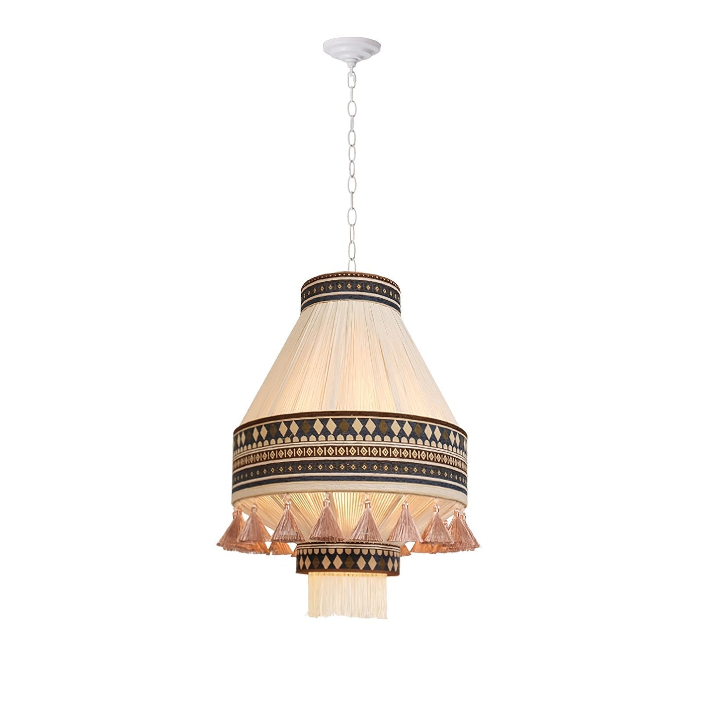Suspension Bohemian Fringe - Lampe Pendante avec Franges et Design Tribal