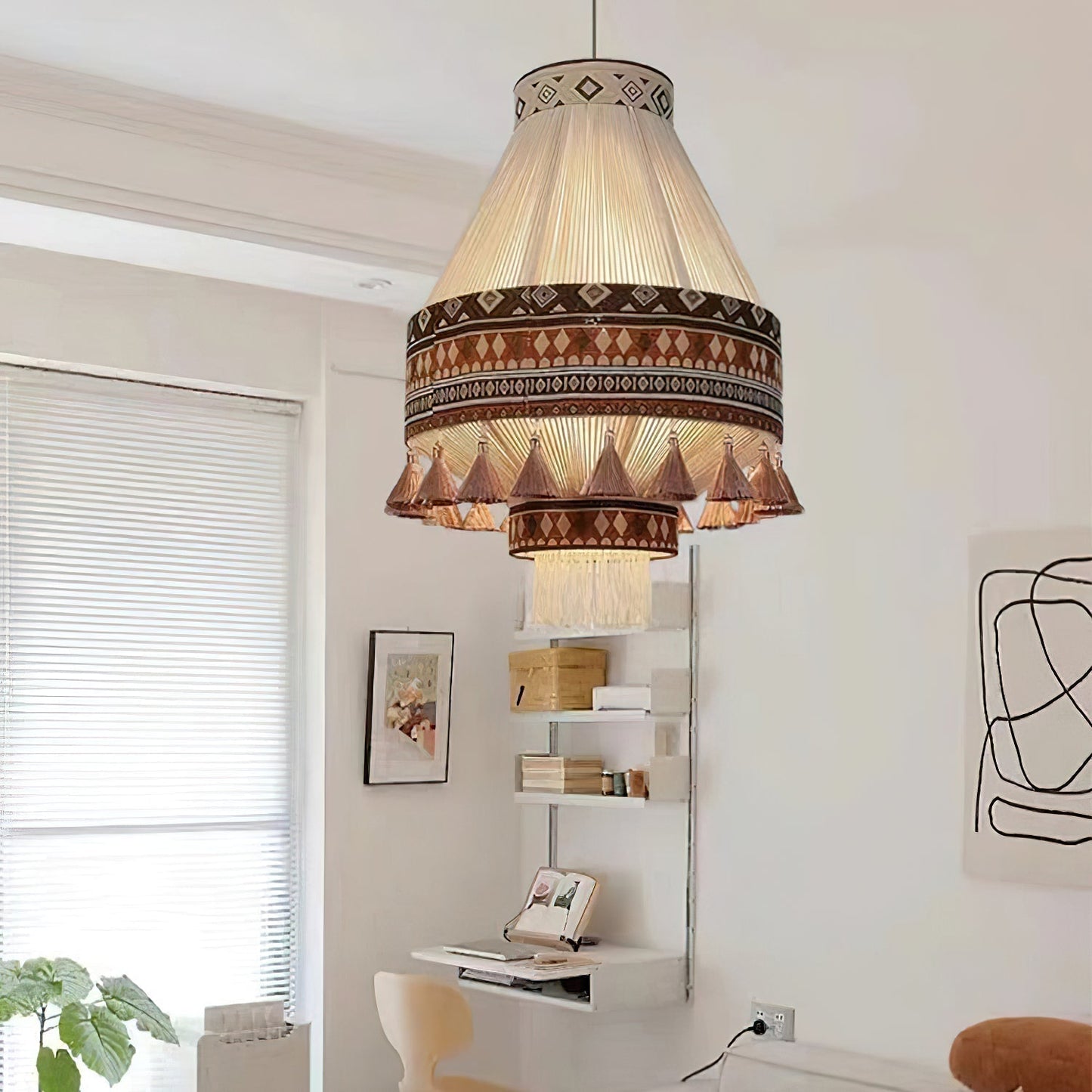 Suspension Bohemian Fringe - Lampe Pendante avec Franges et Design Tribal