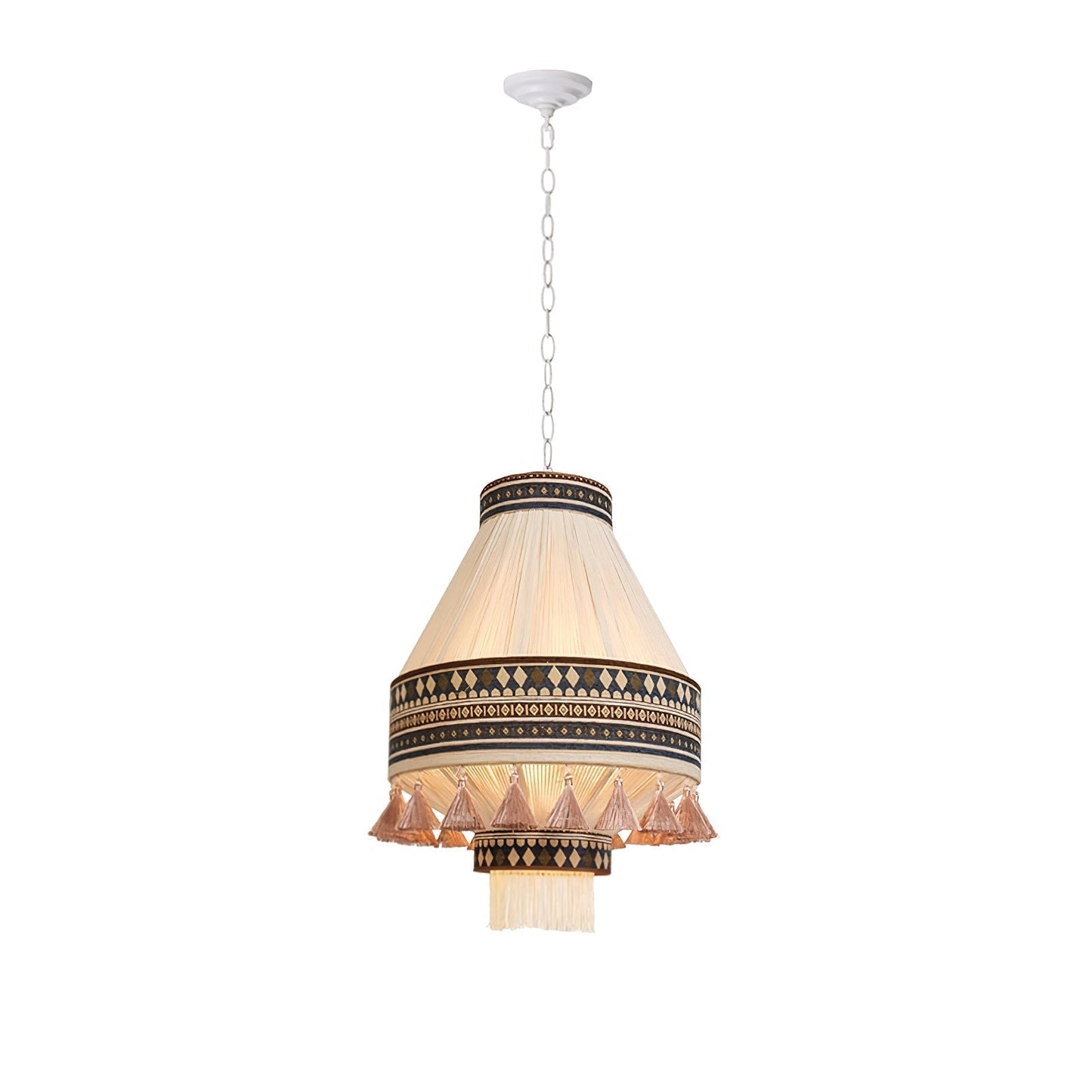 Suspension Bohemian Fringe - Lampe Pendante avec Franges et Design Tribal