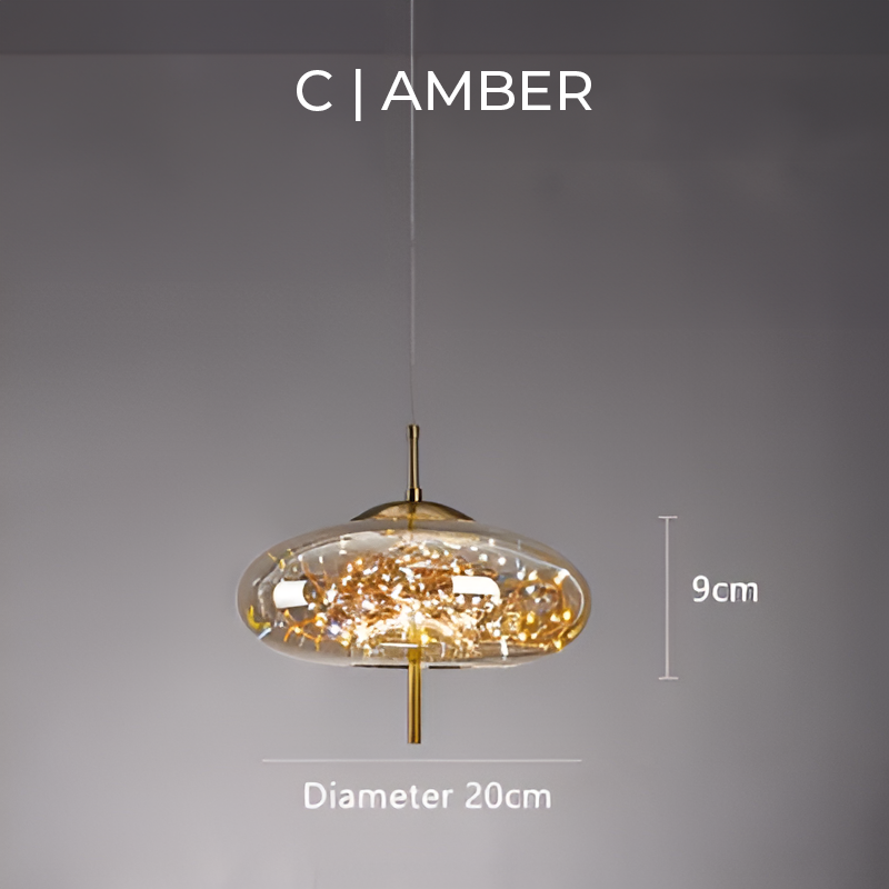 Lampe Suspendue Essence - Élégance Moderne avec Verre Brun et Éclairage LED