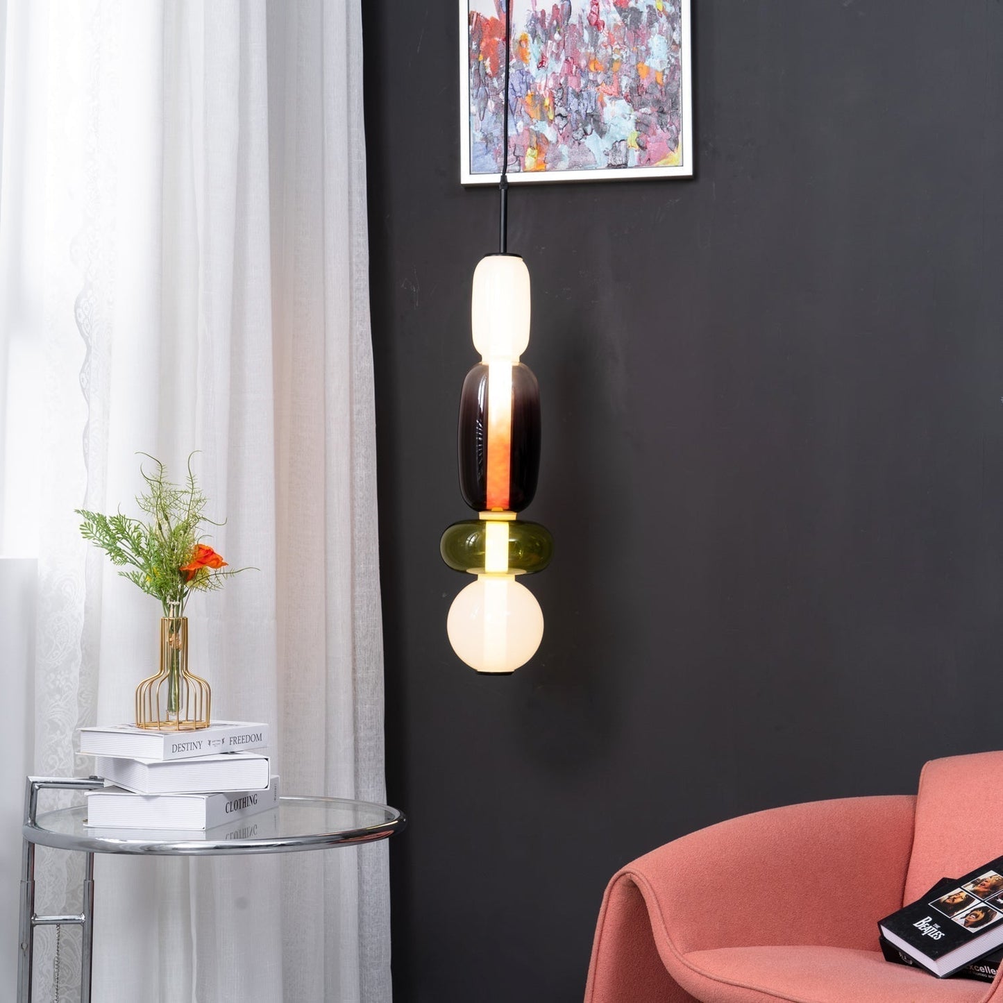 Suspension en Verre Candy – Luminaire Moderne LED avec Design Coloré
