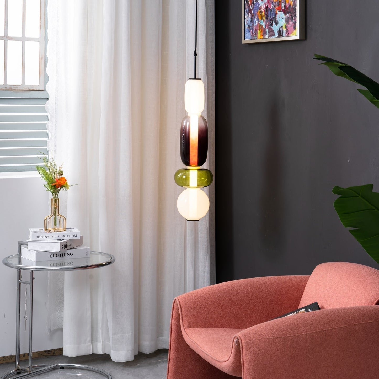 Suspension en Verre Candy – Luminaire Moderne LED avec Design Coloré
