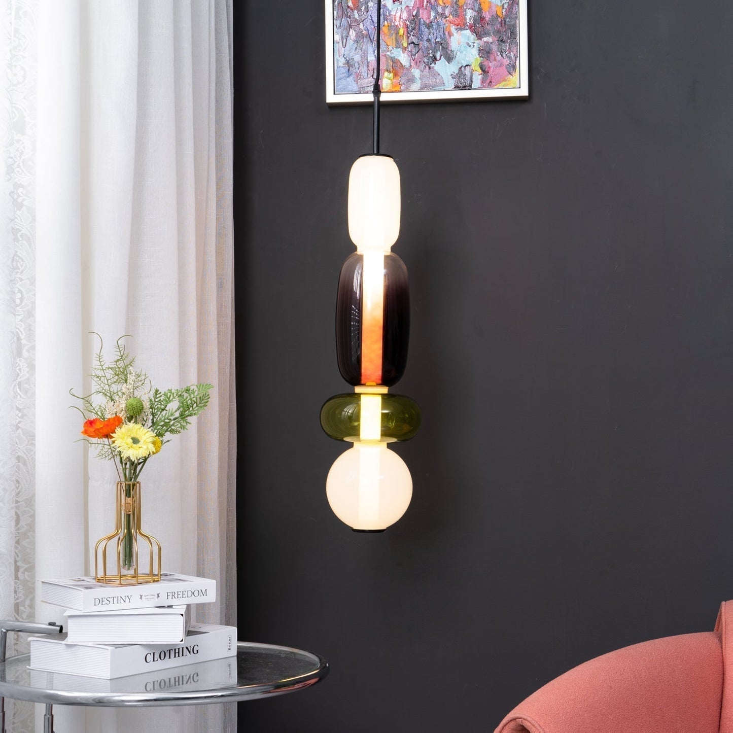 Suspension en Verre Candy – Luminaire Moderne LED avec Design Coloré