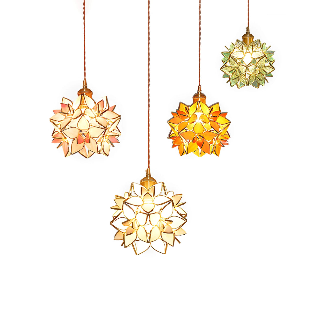 Suspension Capiz en Coquillage - Élégante Lampe en Métal et Verre pour Salon et Salle à Manger