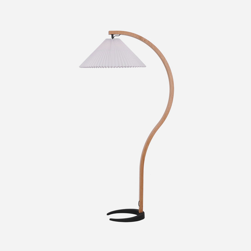 Lampe sur Pied Caprani – Design Scandinave 70’s avec Base en Bois et Métal