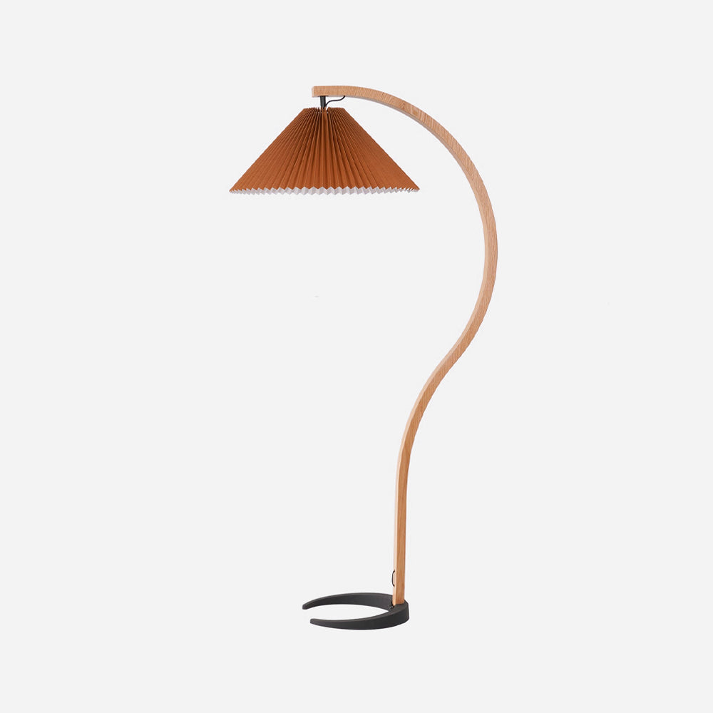 Lampe sur Pied Caprani – Design Scandinave 70’s avec Base en Bois et Métal