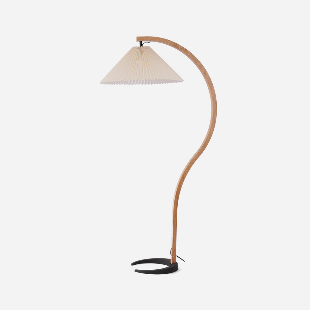 Lampe sur Pied Caprani – Design Scandinave 70’s avec Base en Bois et Métal