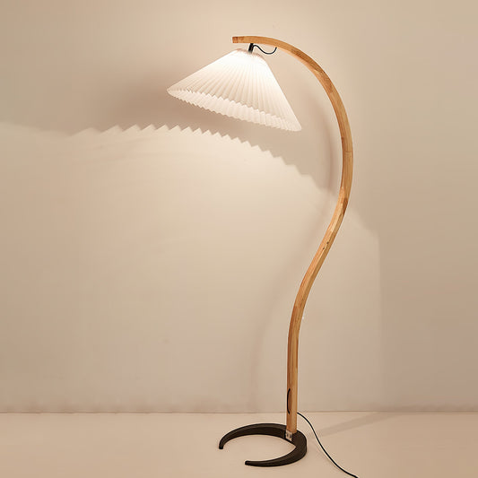 Lampe sur Pied Caprani – Design Scandinave 70’s avec Base en Bois et Métal