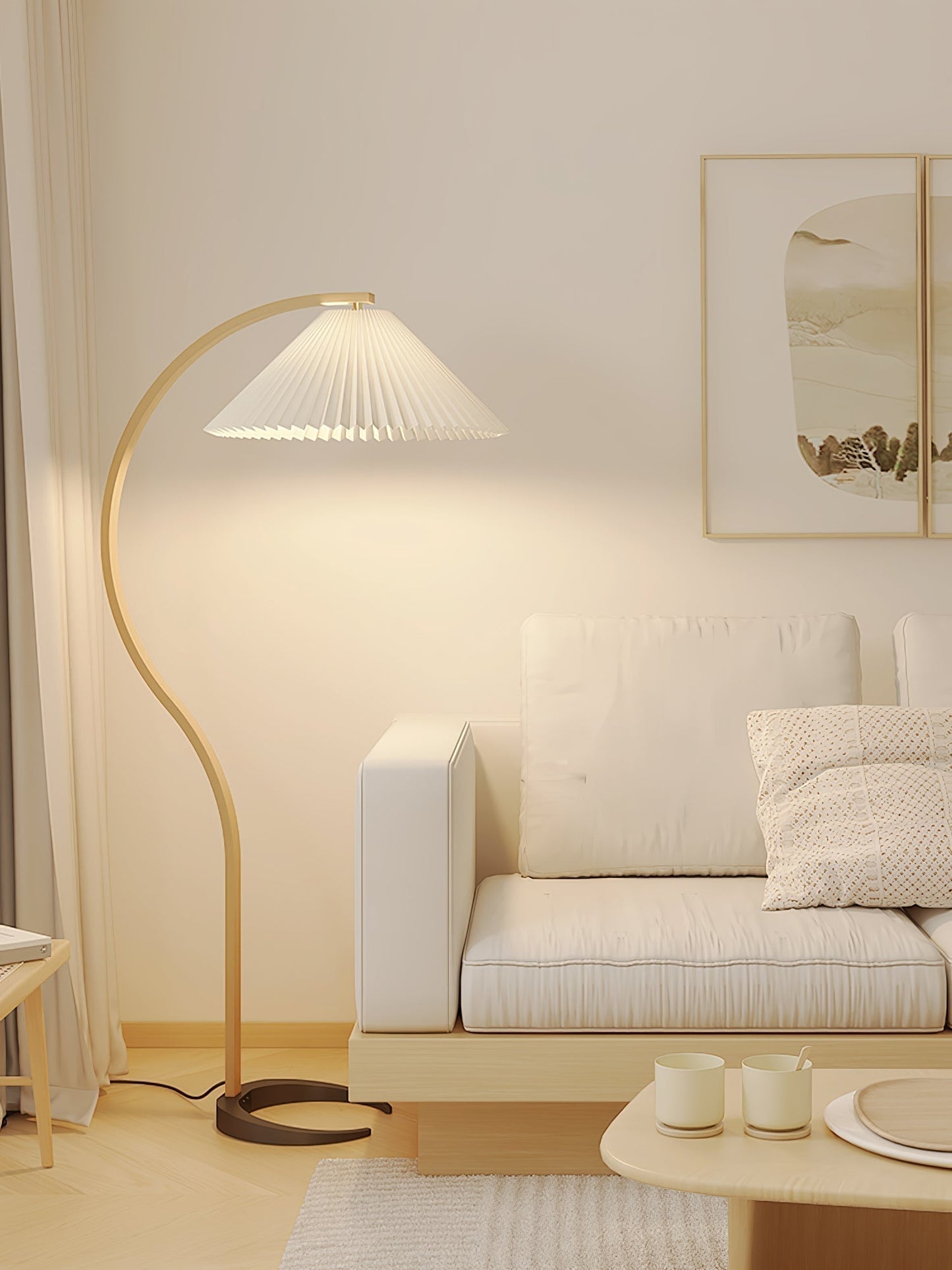 Lampe sur Pied Caprani – Design Scandinave 70’s avec Base en Bois et Métal
