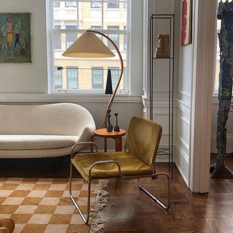 Lampe sur Pied Caprani – Design Scandinave 70’s avec Base en Bois et Métal
