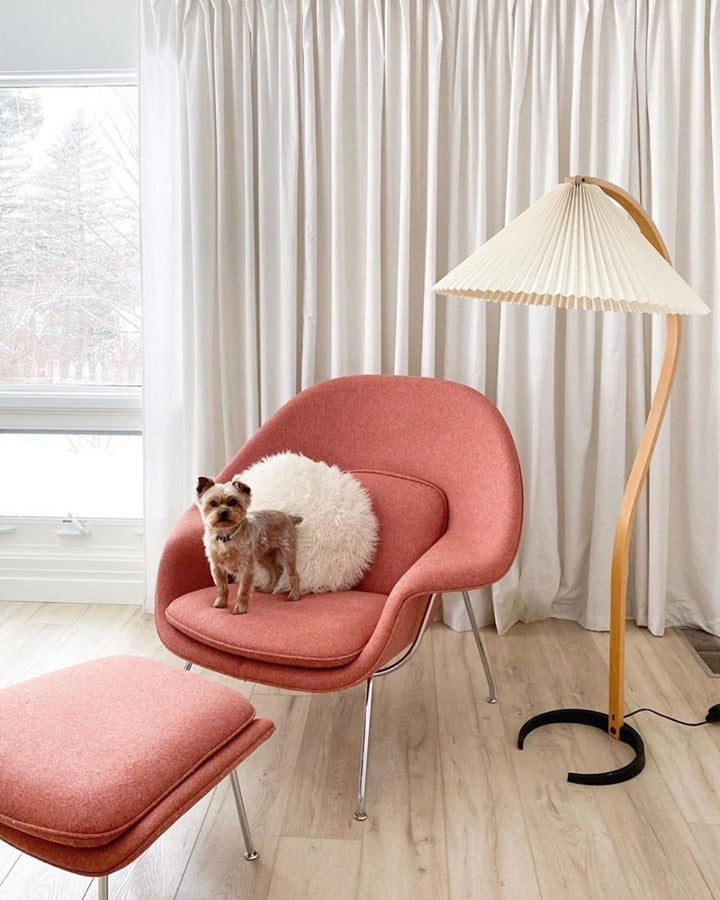 Lampe sur Pied Caprani – Design Scandinave 70’s avec Base en Bois et Métal