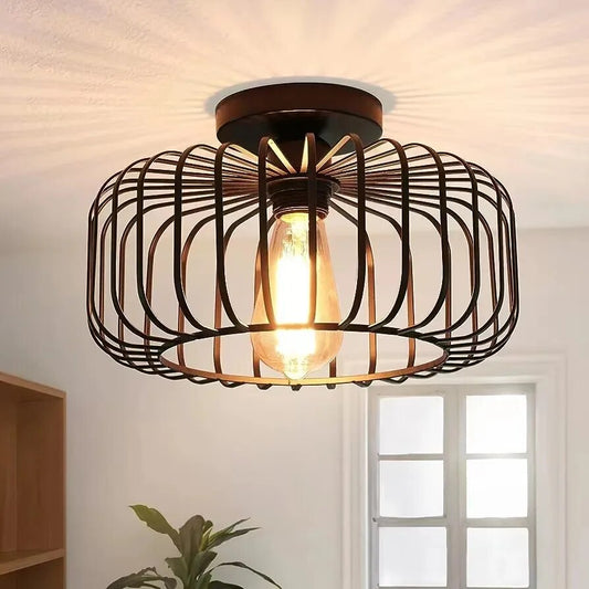 Lampe de Plafond Élégante – Design Cage à Oiseaux, Éclairage Chaleureux E26