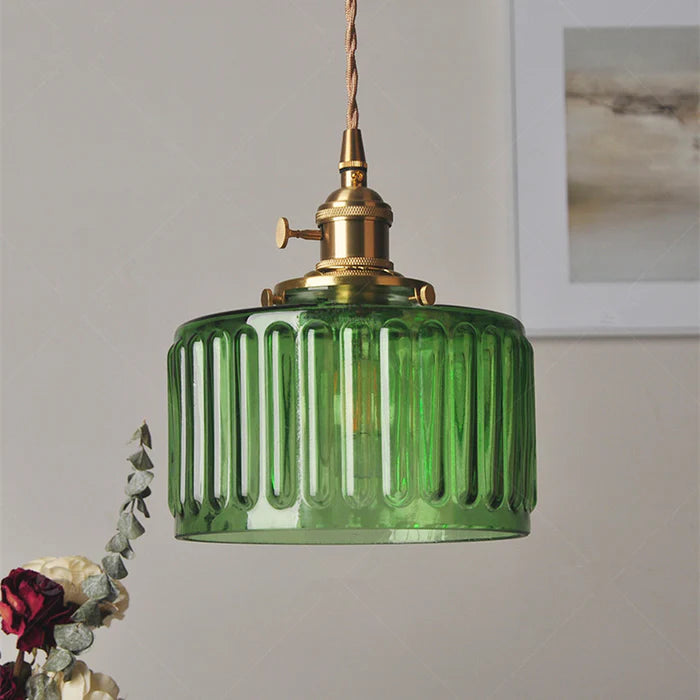 Lampe à suspension vintage en cristal – Élégance intemporelle avec abat-jour en verre