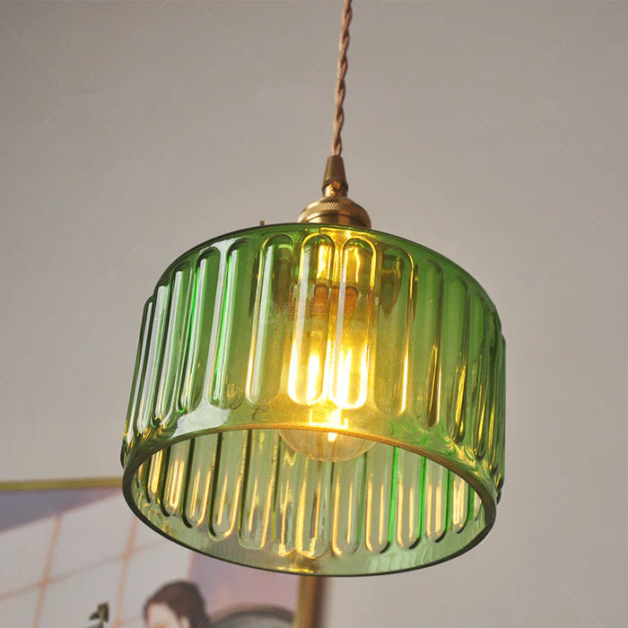 Lampe à suspension vintage en cristal – Élégance intemporelle avec abat-jour en verre