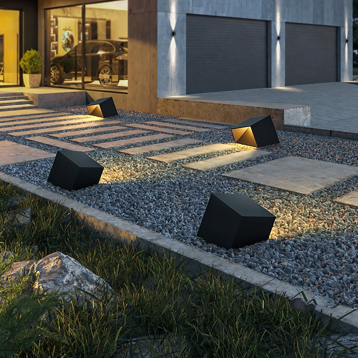 Lampe Solaire Extérieure Cube Garden - Éclairage LED Compact et Résistant pour Votre Jardin