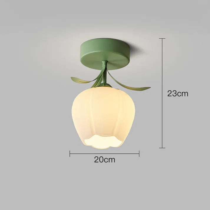 Plafonnier French Tiffany Mini Fleur - Lampe en Verre et Fer au Design Vintage