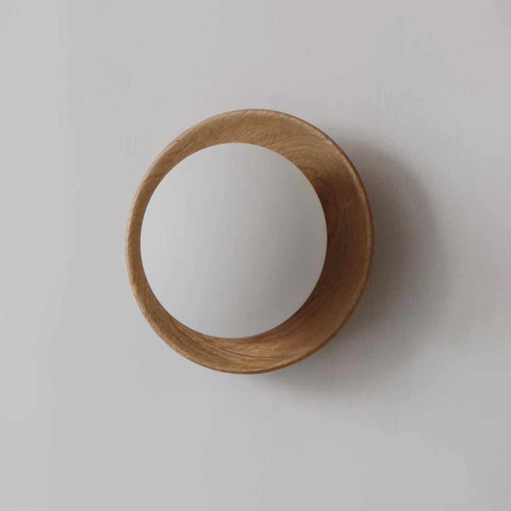 Applique Murale Minimaliste en Bois et Verre - Design Moderne en Blanc Naturel