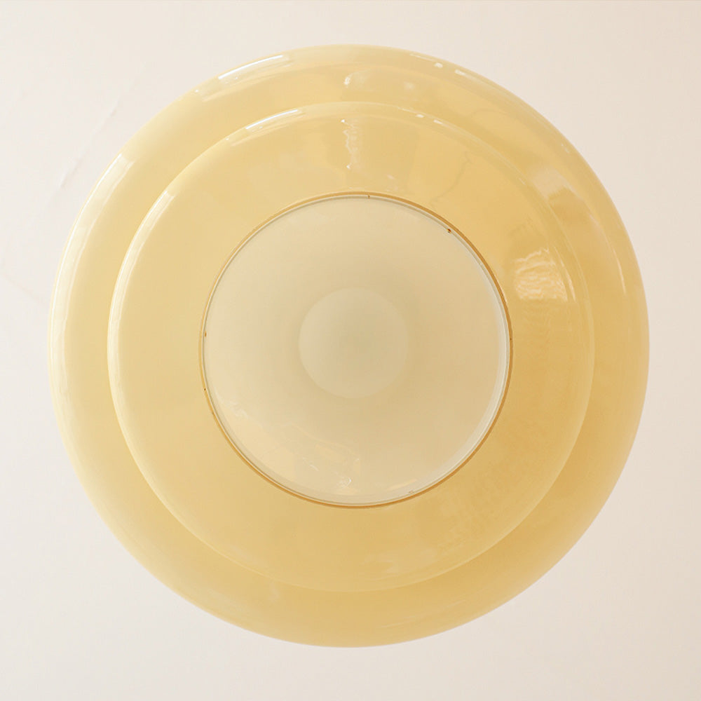 Suspension Bauhaus en Verre Crème Jaune - Élégance Vintage et Design Moderne