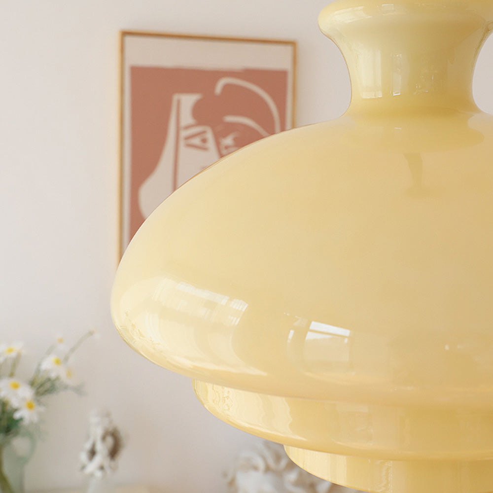 Suspension Bauhaus en Verre Crème Jaune - Élégance Vintage et Design Moderne