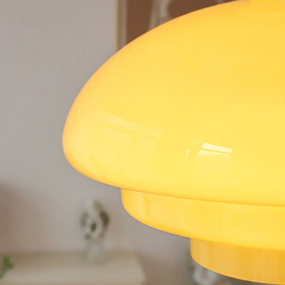Suspension Bauhaus en Verre Crème Jaune - Élégance Vintage et Design Moderne
