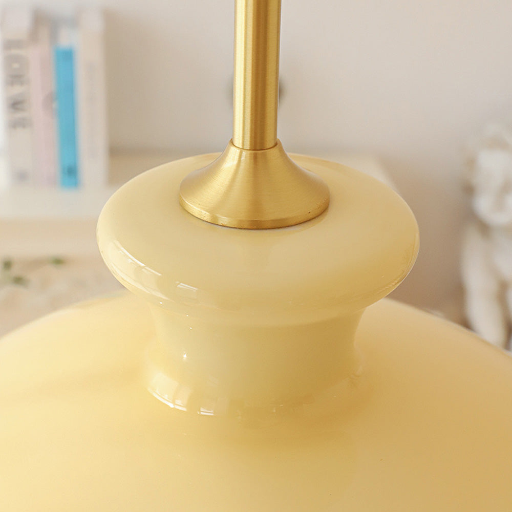 Suspension Bauhaus en Verre Crème Jaune - Élégance Vintage et Design Moderne