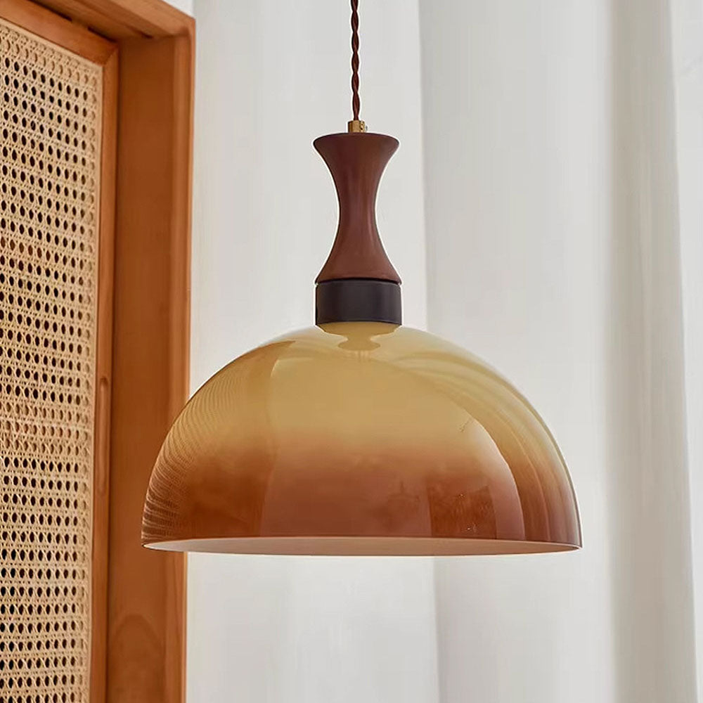 Lampe Pendante Ferme en Verre Ambre - Design Vintage Rustique